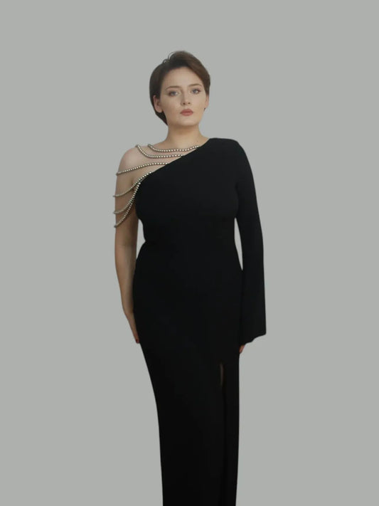 Rochie asimetrica cu margele